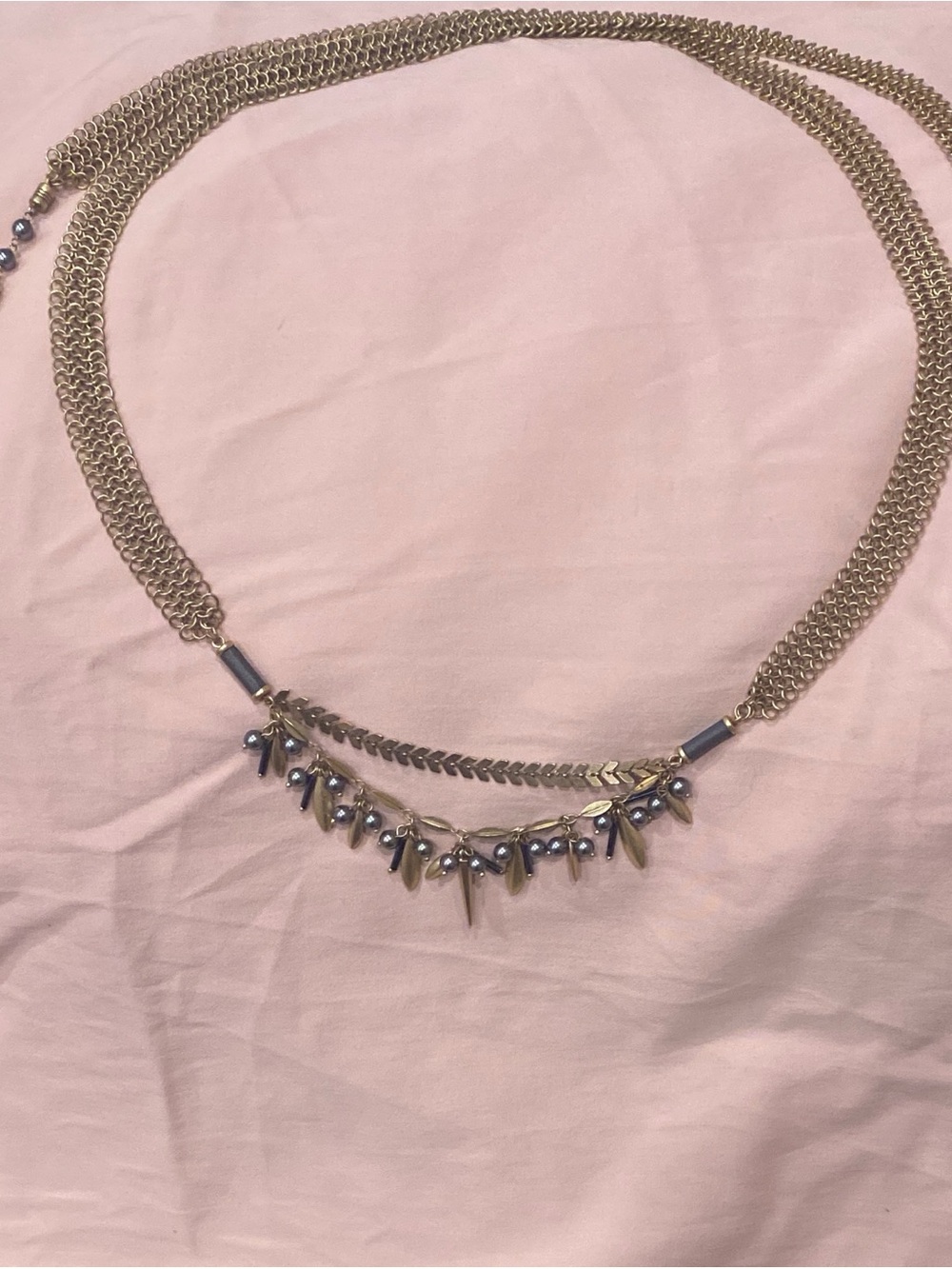 Stella & Dot Gold Tone Spike and Pearl Accent Necklace